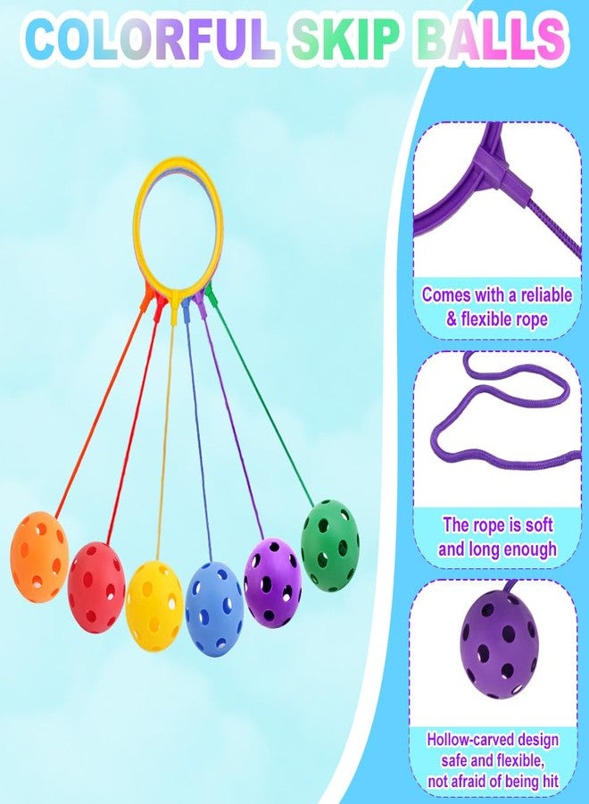 BUWUSMU 6 Pcs Skip Balls, 6 Colors, 5.91 Inch Diameter Ankle Toys Jump Ankle Ropes Skip and Jump Toys Sports Swing Balls for Girls Boys Gym Class Home Playground Exercising Body Fat Burning - Image 3