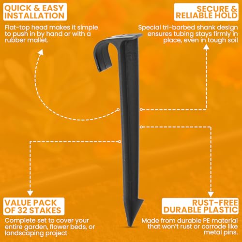 Harrier Hardware 1/2-Inch Irrigation Tubing Hold-Down Anchor Stakes, 1 x 6-Inch, 32-Pack for Garden Ground Securing Hoses - Image 3