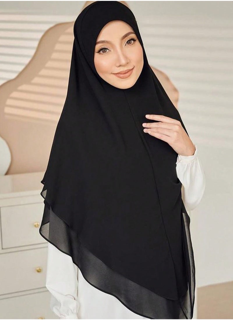 Generic - Double Chiffon Black Hijab - Image 1