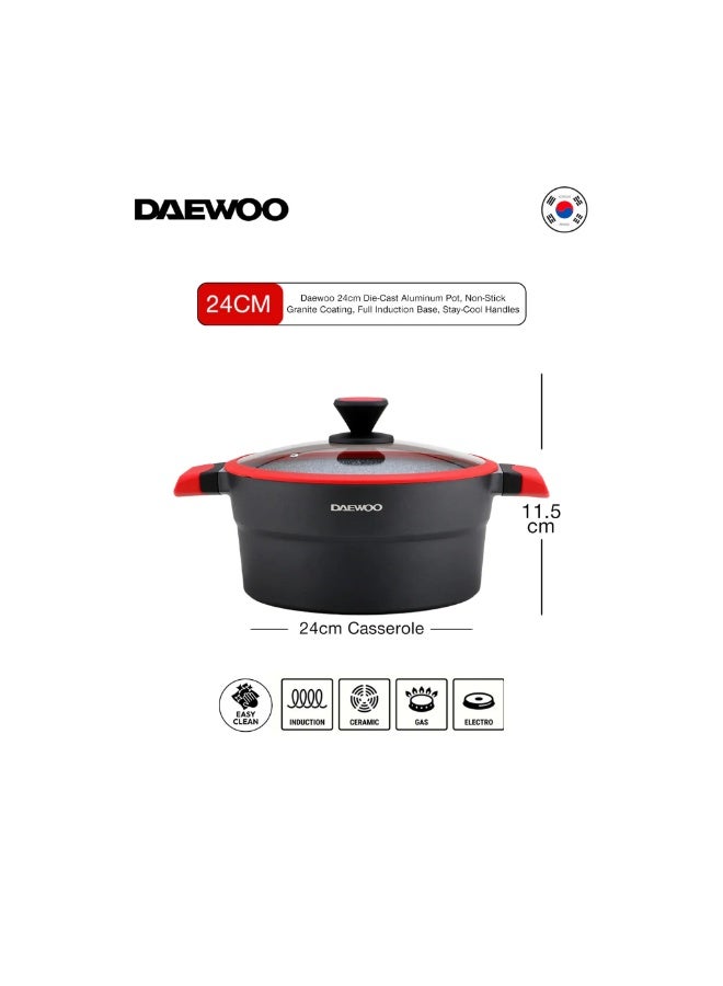 Daewoo 24cm Pot  X Series - DCC 2400 (Black & RED) - Image 2