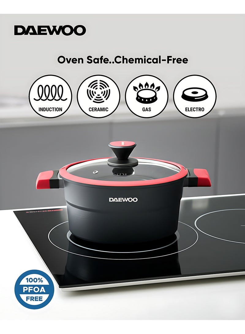Daewoo 24cm Pot  X Series - DCC 2400 (Black & RED) - Image 3
