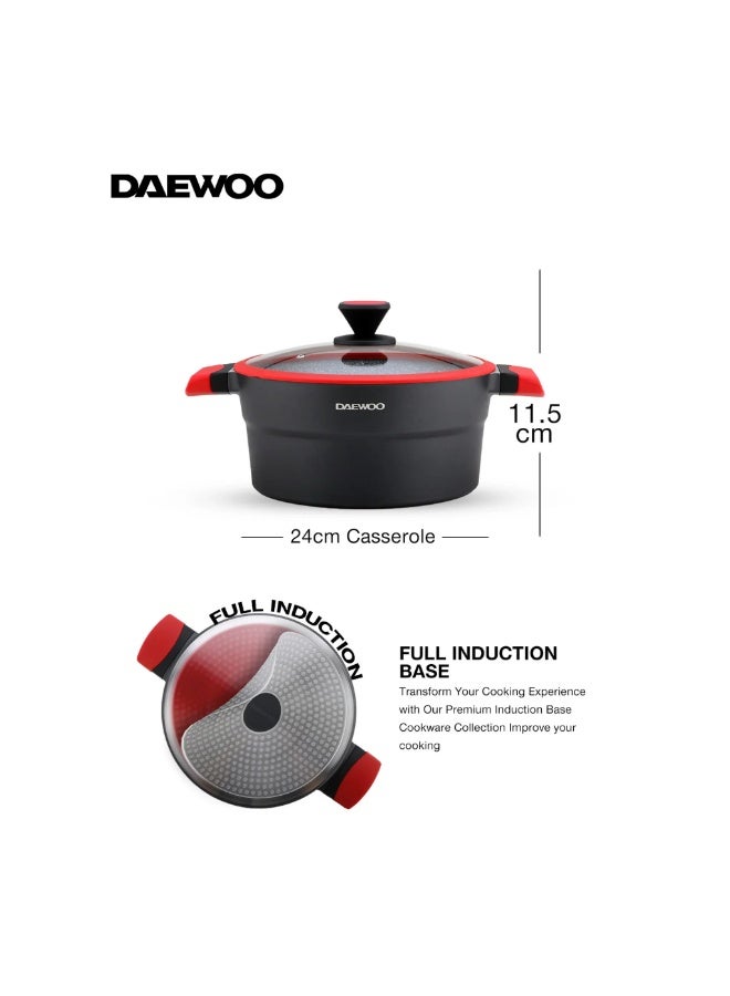 Daewoo 24cm Pot  X Series - DCC 2400 (Black & RED) - Image 4