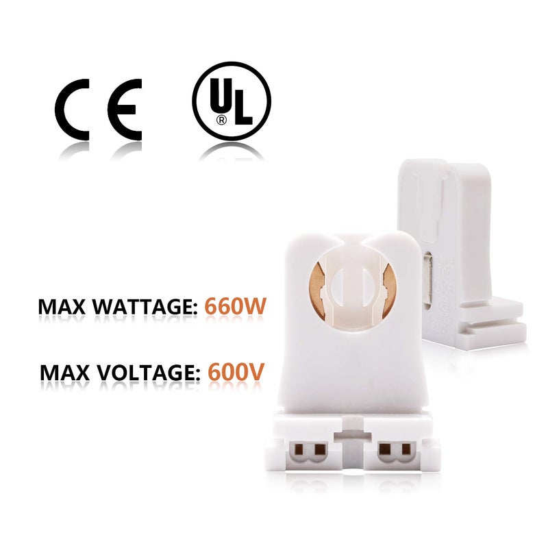 JACKYLED Non-shunted Turn Type T8 Lamp Holder JACKYLED UL Socket Tombstone (12 Packs) - Image 2