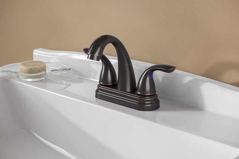 Pfister Pfirst Series Bathroom Sink Faucet, 4-Inch Centerset, 2-Handle, 3-Hole, Tuscan Bronze Finish, LG148700Y - Image 3