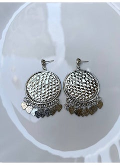 FLUFFY Heart Scratched metal Earring Of Fluffy Women's Accessories-Silver 