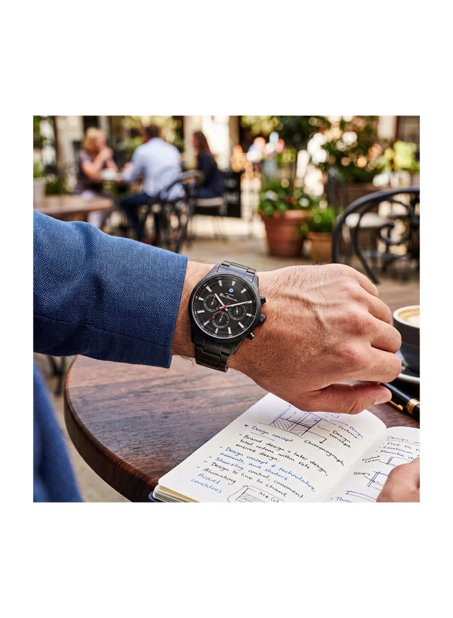 Ben Sherman black Cambridge Black Dial Black Stainless Steel Bracelet Chronograph Watch for Men, 42mm for Men | Best Price UAE