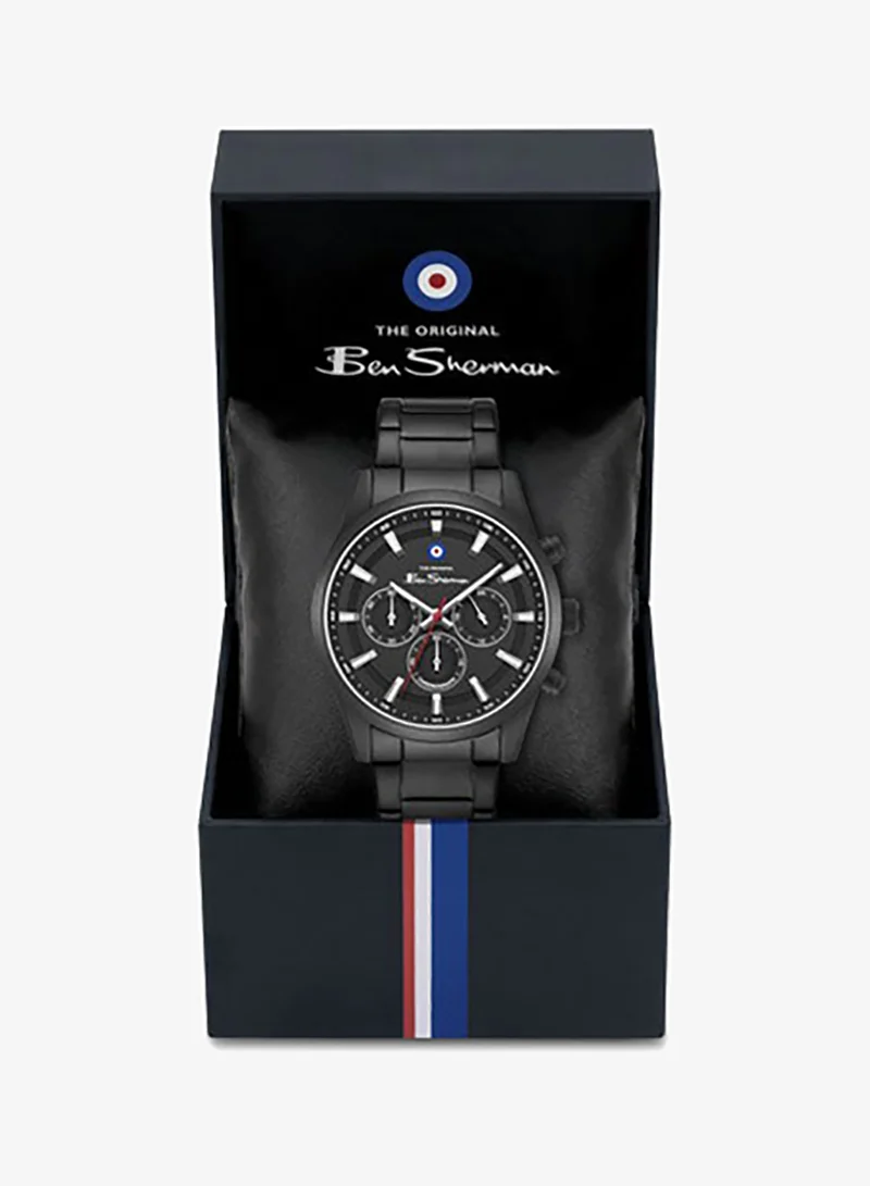 Ben Sherman black Cambridge Black Dial Black Stainless Steel Bracelet Chronograph Watch for Men, 42mm for Men | Best Price UAE
