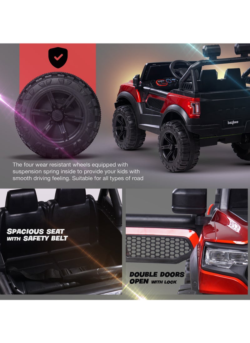 BAYBEE Run Battery Operated Jeep for Kids Rechargeable Battery Car for Kids with Music Led Light Ride On Kids Car Jeep Racing Baby Car Electric Car for Kids Children 2 to 7 Years Boy Girl Red  - Image 4