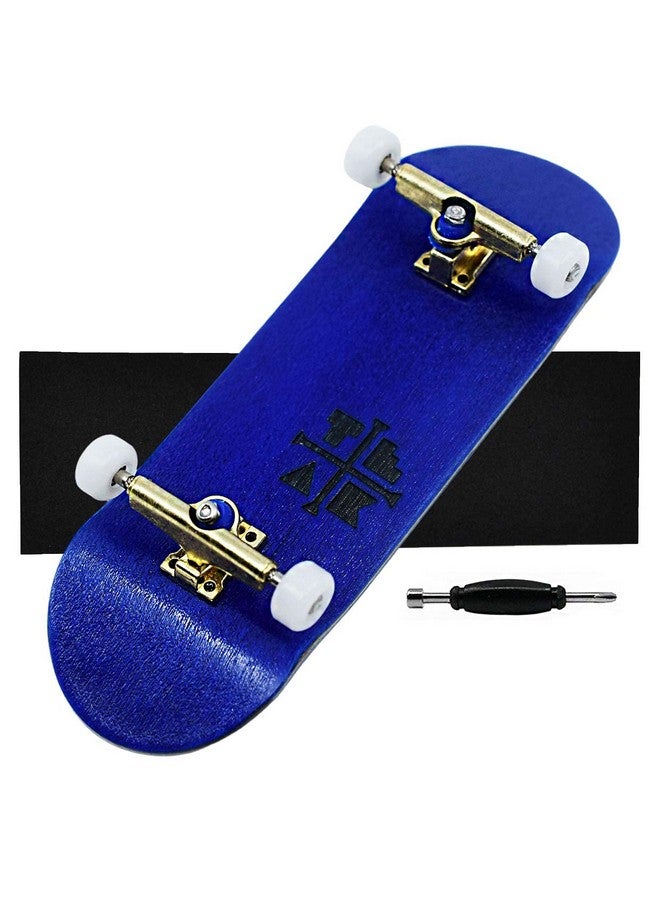 Teak Tuning Prolific Complete Fingerboard With Upgraded Components Pro Board Shape And Size Bearing Wheels Bushings And Trucks 32Mm X 97Mm Handmade Wooden Board Hanukah Colorway Edition - Image 1
