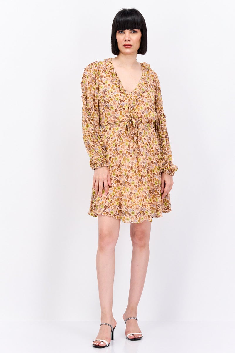 Scotch & Soda Women Floral Print Mini Dress, Peach Combo - Image 3