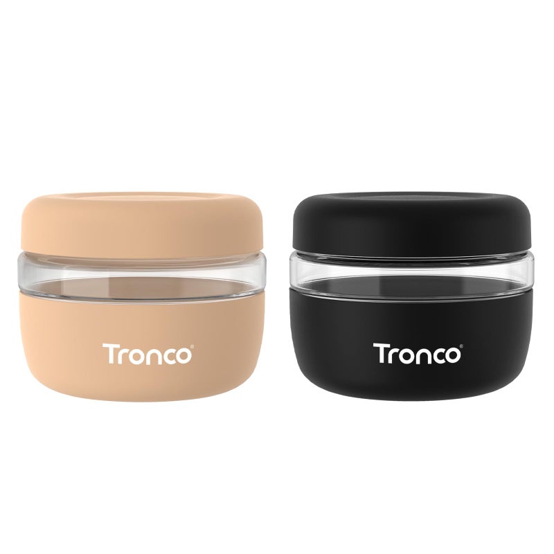 Tronco 16 oz Glass Food Storage Containers with Lids, Airtight, Leak & Spill Proof Glass Lunch Bowls for Meal Prep, Salad, Yogurt, Soup & Stew, Microwave & Dishwasher Safe, BPA-Free, Set of 2 - Image 1