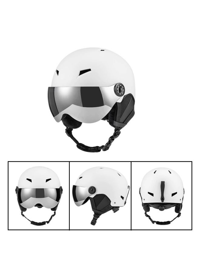 White New Outdoor Sports Ski Helmet Snow Goggles Men's And Women's Ski Skating Snow Helmet Veneer Warm And Safe