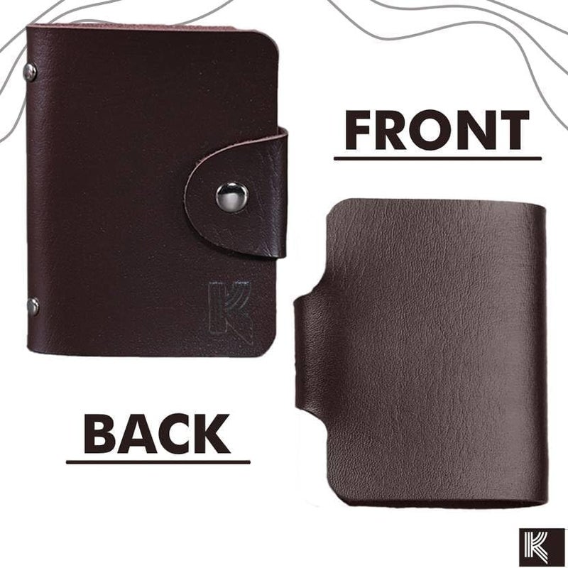 Kraptick 20 Slots Cardholder with Double-Sided Slots, Wallet for Cards, ATM, Debit, Credit Cards Holder, Unisex Wallet with Leather Design, Pack of 4 (Brown) - Image 4