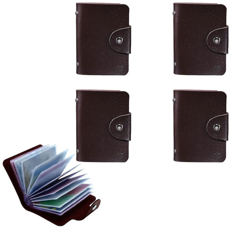 Kraptick 20 Slots Cardholder with Double-Sided Slots, Wallet for Cards, ATM, Debit, Credit Cards Holder, Unisex Wallet with Leather Design, Pack of 4 (Brown) - Image 2
