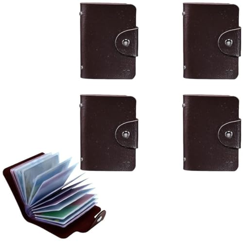 Kraptick 20 Slots Cardholder with Double-Sided Slots, Wallet for Cards, ATM, Debit, Credit Cards Holder, Unisex Wallet with Leather Design, Pack of 4 (Brown) - Image 1