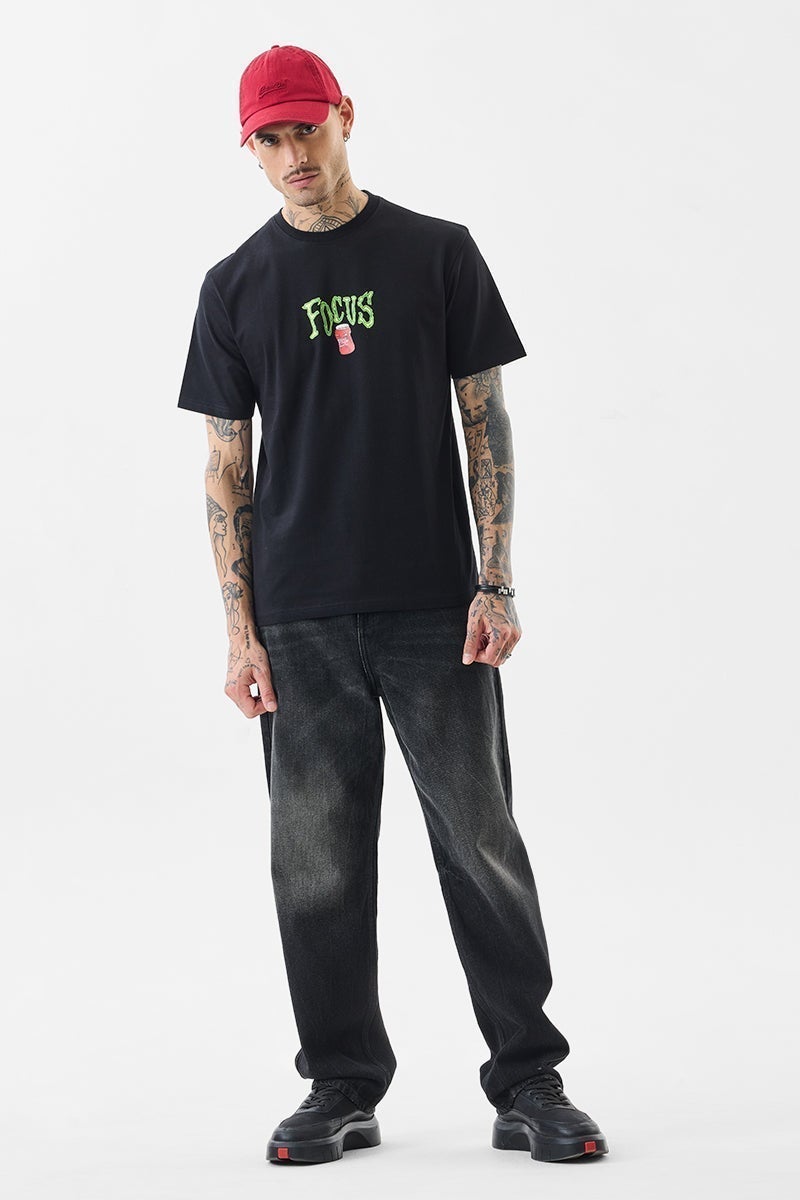 SNITCH Focus Black Slim Fit T-Shirt - Image 3