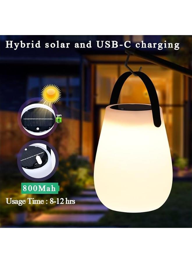 Solar Portable Light, Portable Outdoor Lantern Light with Remote Control, Solar Rechargeable 7 Color Round Bedside Lamp, Outdoor Camping Picnic Decorative Lighting (Solar Lantern)  - Image 2