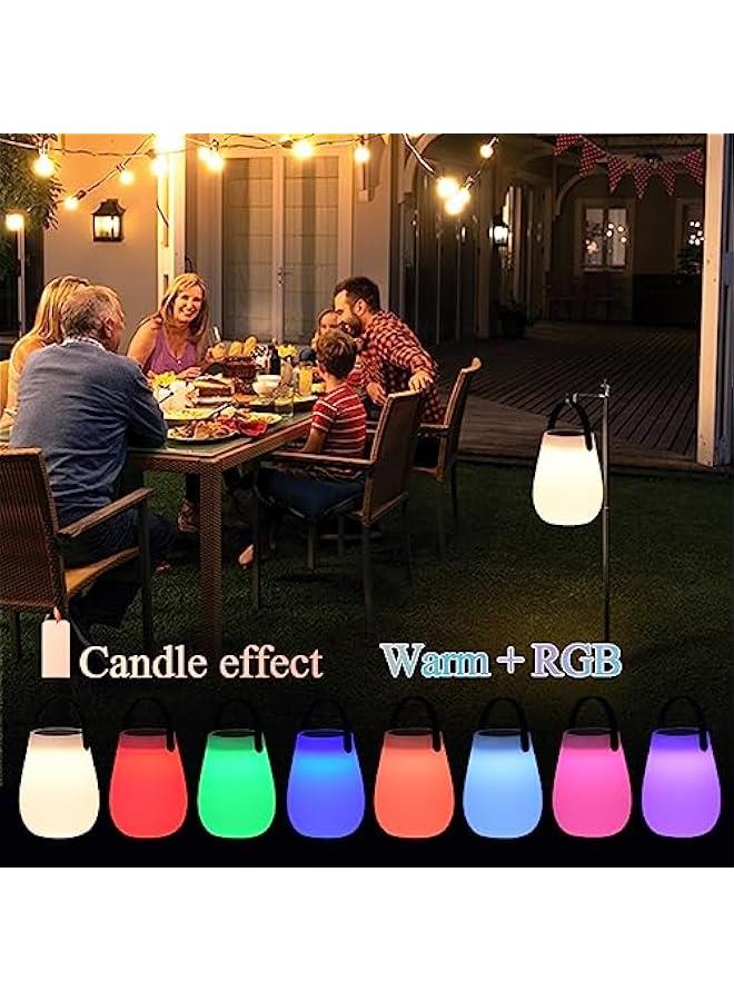 Solar Portable Light, Portable Outdoor Lantern Light with Remote Control, Solar Rechargeable 7 Color Round Bedside Lamp, Outdoor Camping Picnic Decorative Lighting (Solar Lantern)  - Image 3