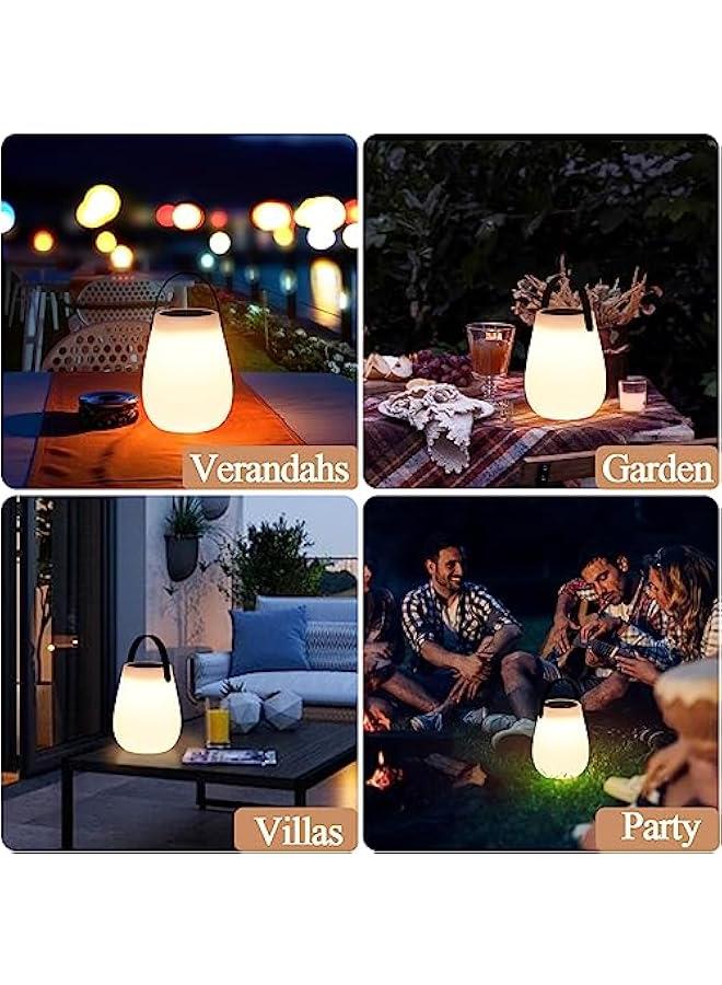 Solar Portable Light, Portable Outdoor Lantern Light with Remote Control, Solar Rechargeable 7 Color Round Bedside Lamp, Outdoor Camping Picnic Decorative Lighting (Solar Lantern)  - Image 5
