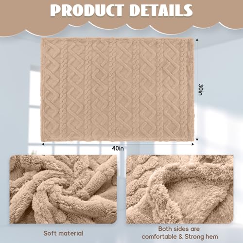 VitalCozy 4 Pcs Fleece Baby Blankets for Boys Girls 3D Soft Plush Warm Baby Receiving Blankets 30 x 40 Cozy Fluffy Infant Toddler Newborn Swaddling Blanket for Crib Nursery BedKhaki Set - Image 3