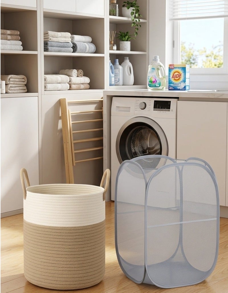 TARAFON 60L Laundry Basket,Woven Cotton Rope Laundry Hamper,Versatile Storage for Dirty Clothes,Baby Toys,and Blankets in Bathroom, Nursery,and Living Room - Image 5