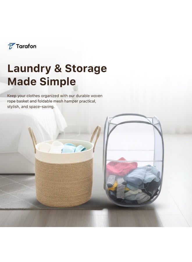 TARAFON 60L Laundry Basket,Woven Cotton Rope Laundry Hamper,Versatile Storage for Dirty Clothes,Baby Toys,and Blankets in Bathroom, Nursery,and Living Room - Image 4