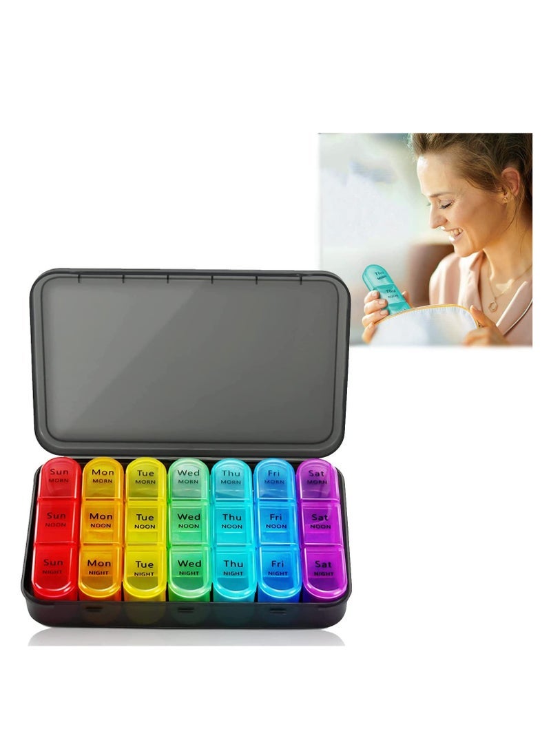general Weekly Pill Organizer 3 Times A Day, 7 Day Pill Box Large Compartments Moisture Proof Pill Case, Daily Portable Travel Morning Noon Evening Pill Container, for Fish Oils, Vitamins, Supplements - Image 1