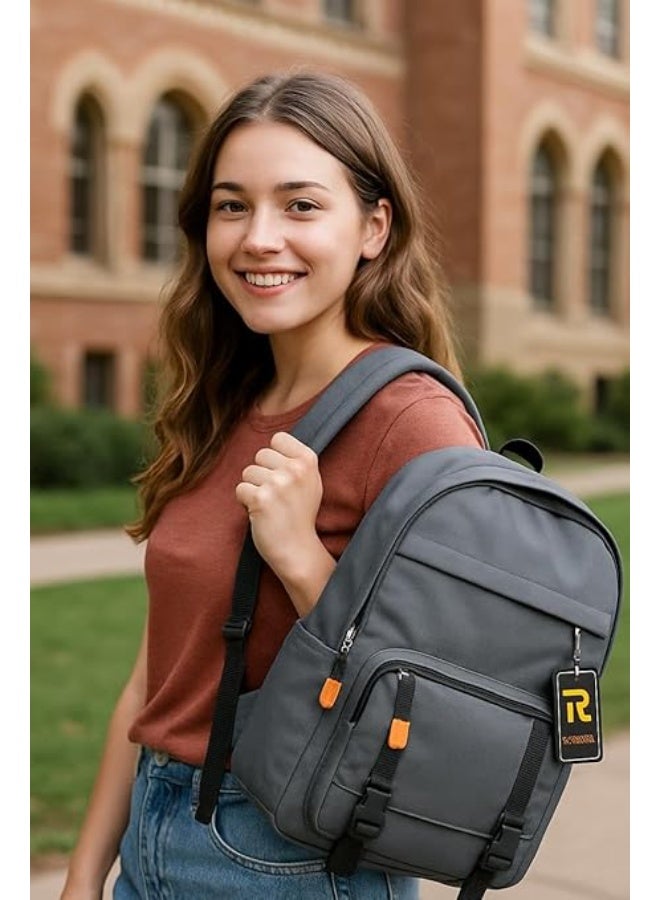 Rakzai Unisex Backpack, Water-Resistant Lightweight School and Travel Bag, Grey - Image 2