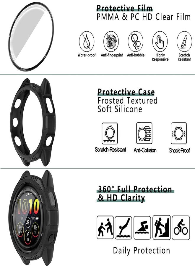 Msvueioe [1+4Pack] Case with PMMA Screen Protector Compatible with Garmin Forerunner 265 46MM, Bumper Full Coverage Protective Soft Cases Face Cover for Forerunner 265 - Image 3