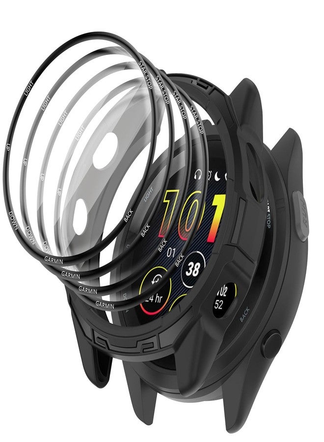 Msvueioe [1+4Pack] Case with PMMA Screen Protector Compatible with Garmin Forerunner 265 46MM, Bumper Full Coverage Protective Soft Cases Face Cover for Forerunner 265 - Image 1
