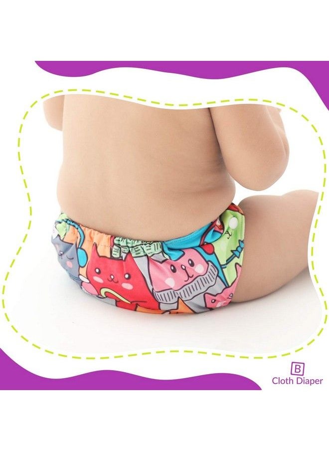 BEMBIKA - Cloth Diapers For Babies Washable Reusable Adjustable Sizes (2 Combo) (2 Dry Feel Inserts Included) (Pencil + Neo Cat Doodle) - Image 1