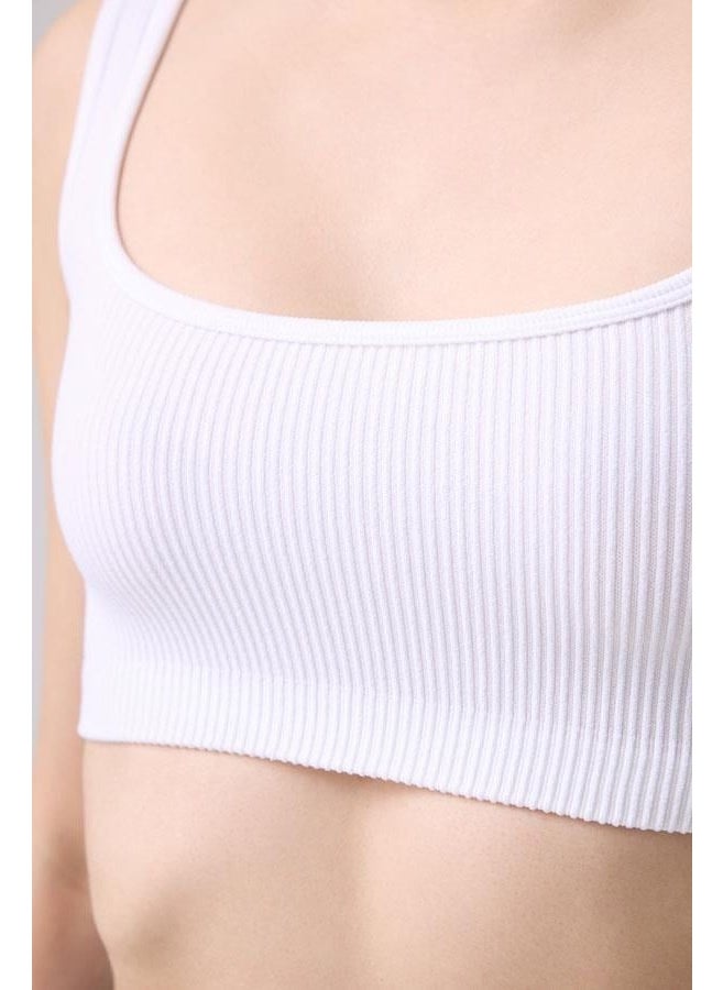 COTTONHILL - Premium - Women's White Seamless Square Neck Crop Top Bustier - Image 1