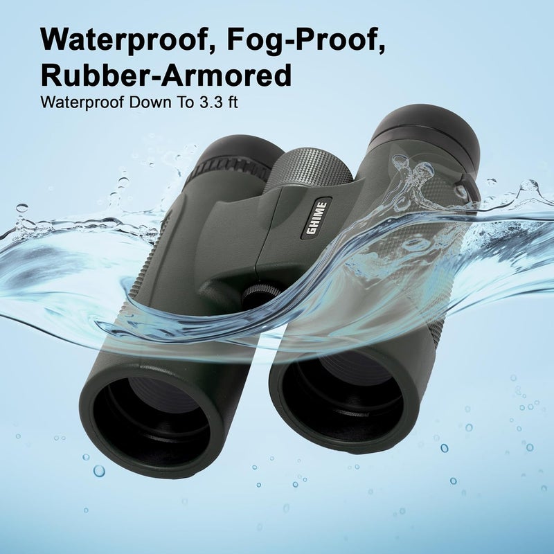 GHIME 10x42 Ultra HD Binoculars for Adults with Phone Adapter | Large View, Low Light Vision, Waterproof BAK4 Prism FMC Lens | Easy Focus Binoculars for Bird Watching, Travel, Wildlife, Sports - Image 5