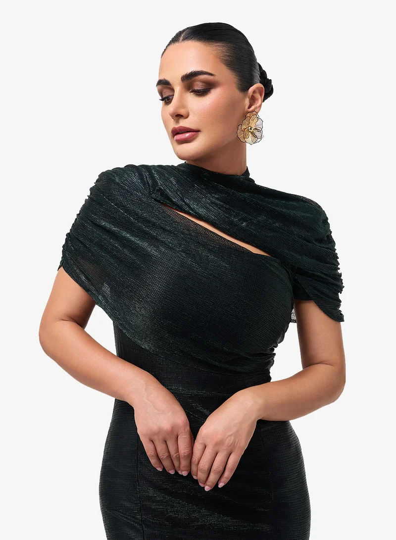 Threadz by Ajooni Cut Detail Tiered Hem Maxi Dress