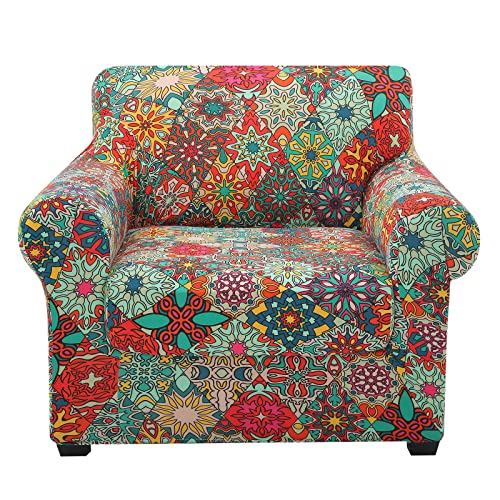 hyha Couch Covers ChairSofa Covers Floral Pattern Stretch Printed 2 Pieces Armchair Slipcover Separate Couch Cushion Slipcover Furniture Protector for DogsArmchair Diamond Mandala