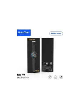 Haino Teko Haino Tico RW-40 with a full round touch screen, wireless charger and elegant leather strap - black | Call Wireless charging Touch Screen for IOS & android for men and women  - Image 1