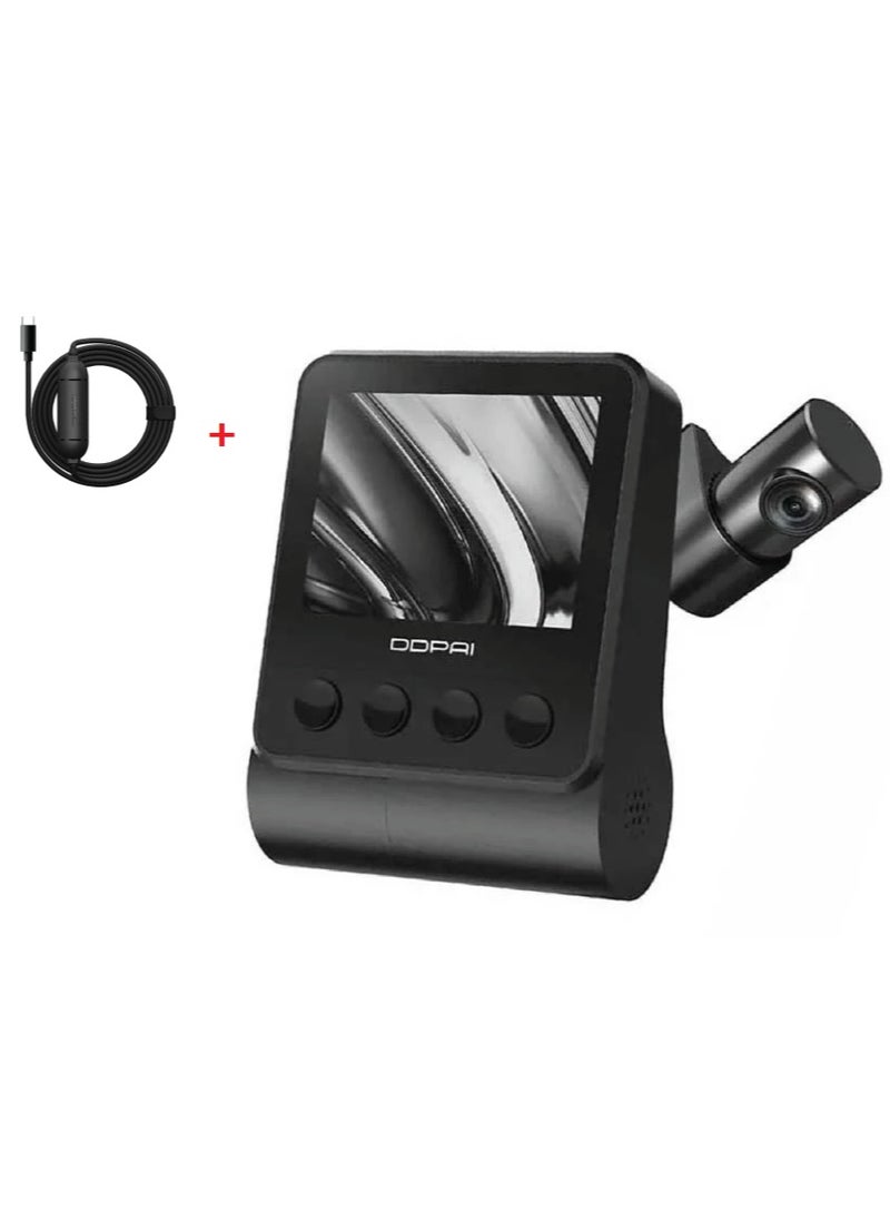 DDPAI Z50 4K Dash Cam Front and Rear, Built-in GPS WiFi + Hardwire Kit Type-c cable