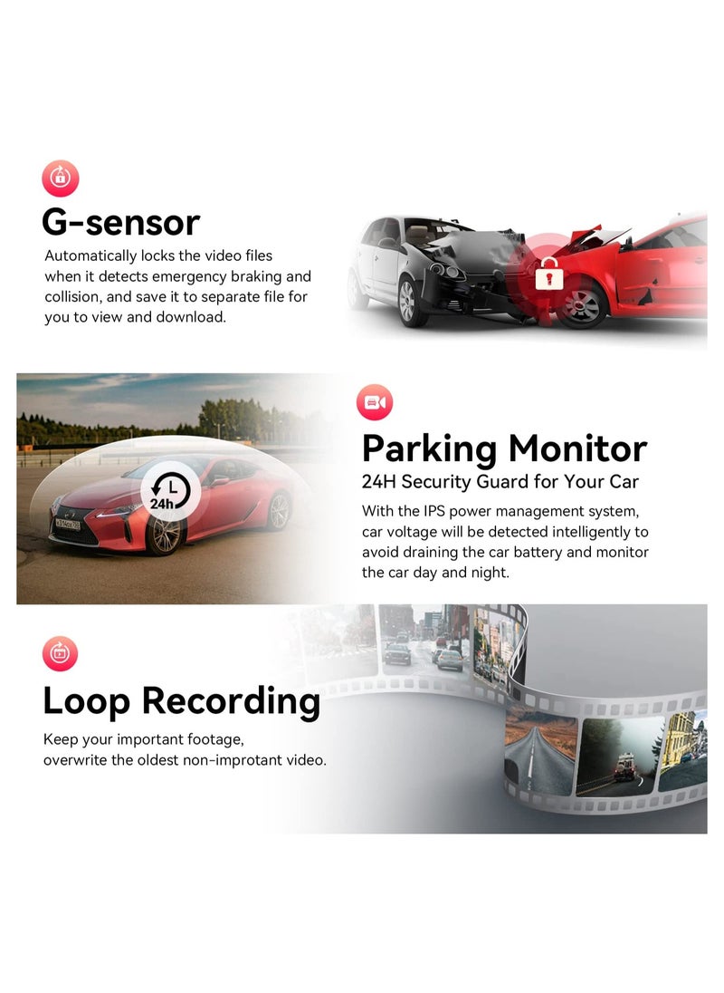 DDPAI Z50 4K Dash Cam Front and Rear, Built-in GPS WiFi + Hardwire Kit Type-c cable