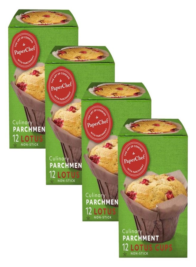 PaperChef - Parchment Lotus Baking Cups - Easy Release, Non-Stick Paper - Decorative Baking Cups, Perfect for Parties, Weddings, and Holidays - 12 count - 4 Pack - Image 1