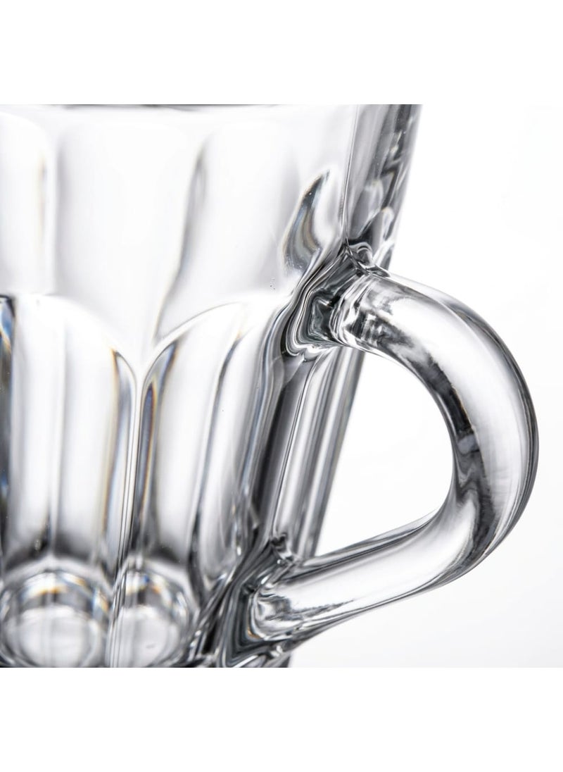 Blinkmax Set of 6 Heat Resistant Glass Mugs, Faceted Stackable Design, Comfortable Handle, for Coffee and Tea at Home and Office - Transparent - Image 3