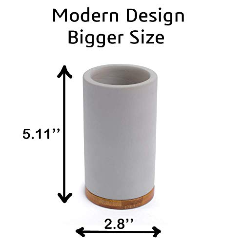 Matani Bamboo Toothbrush Holder Diatomite Tooth Brush Organizer - Storage Stand for Small Bathroom & Counter - Removable Base & Drain Holes, Water-Absorbent & Quick-Drying (Light Grey) - Image 3