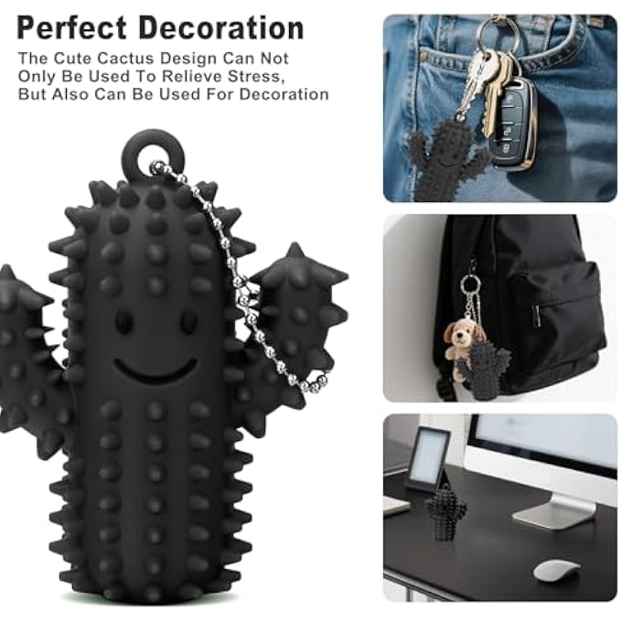 TULOBI 2PCS Silicone Little Ouchies Pain Fidget, Cactus Shape Pain Stim Fidget Toy for Adults, 3D Printed Spiky Grippie Stim Keychain, Sensory Toy for Stress Relief & Focus, Novelty Gifts (Gray) - Image 4