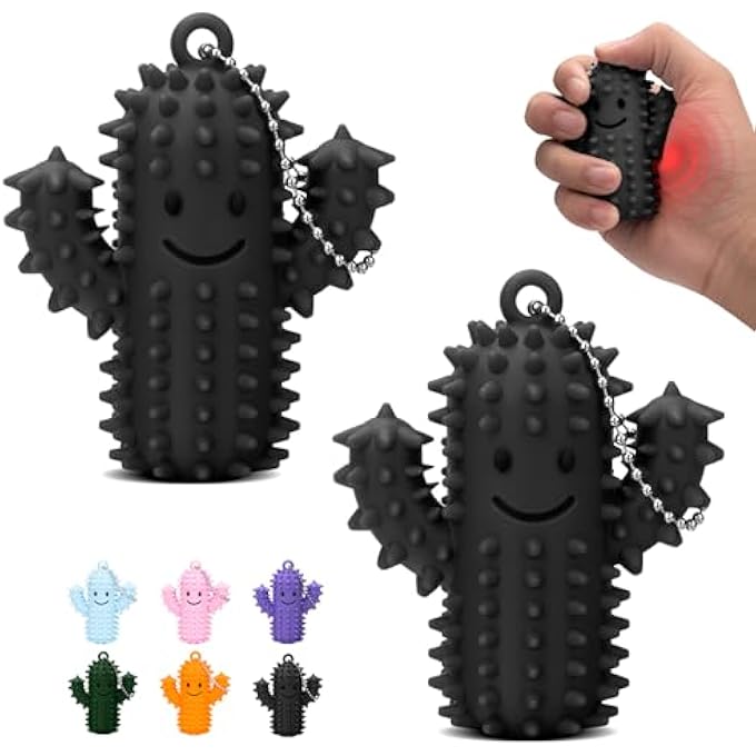 TULOBI 2PCS Silicone Little Ouchies Pain Fidget, Cactus Shape Pain Stim Fidget Toy for Adults, 3D Printed Spiky Grippie Stim Keychain, Sensory Toy for Stress Relief & Focus, Novelty Gifts (Gray) - Image 1