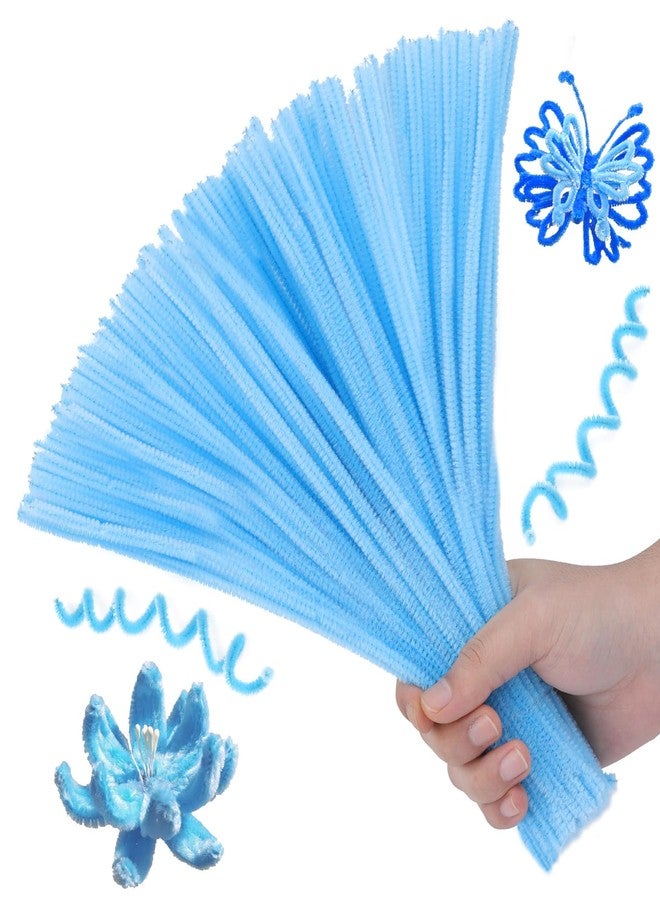 Hssugi Pipe Cleaners, 100PCS Pipe Cleaners Craft Supplies, Light Blue Pipe Cleaners Bulk Fuzzy Sticks for DIY Art and Craft Projects Home Christmas Decoration - Image 1