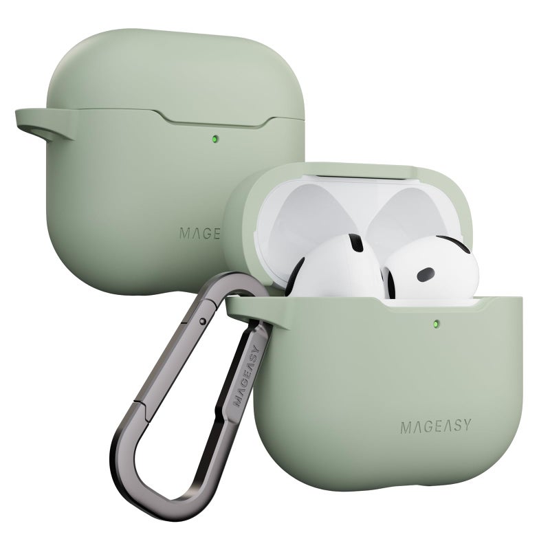 MAGEASY Designed for AirPods 4 Case - Shockproof Protective Case for AirPods 4, Stain-Resistant, Smooth & Skin-Friendly, Support Wireless Charging - Skin (Desert Green) - Image 1
