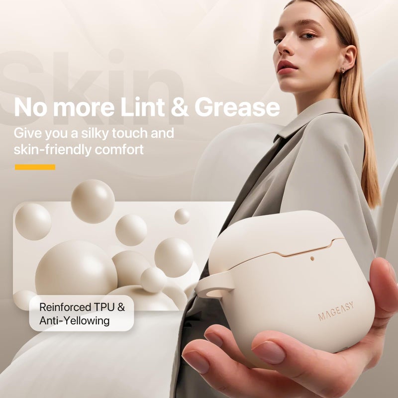 MAGEASY Designed for AirPods 4 Case - Shockproof Protective Case for AirPods 4, Stain-Resistant, Smooth & Skin-Friendly, Support Wireless Charging - Skin (Desert Green) - Image 3