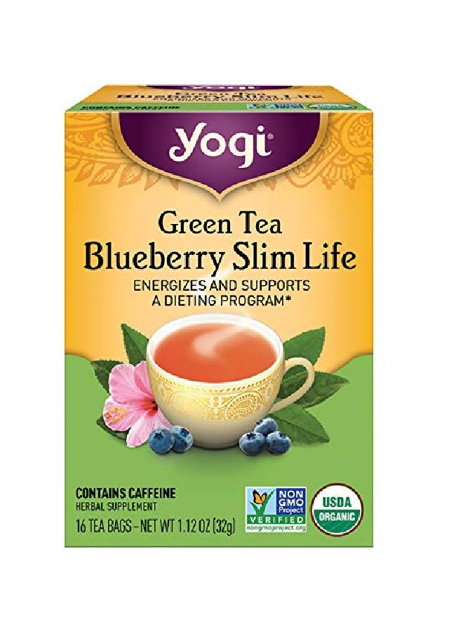 YOGI Tea Green Tea Blueberry Slim Life (4 Pack) Energizes And Supports A Dieting Program With Garcinia Cambogia Contains Caffeine 64 Organic Tea Bags - Image 1