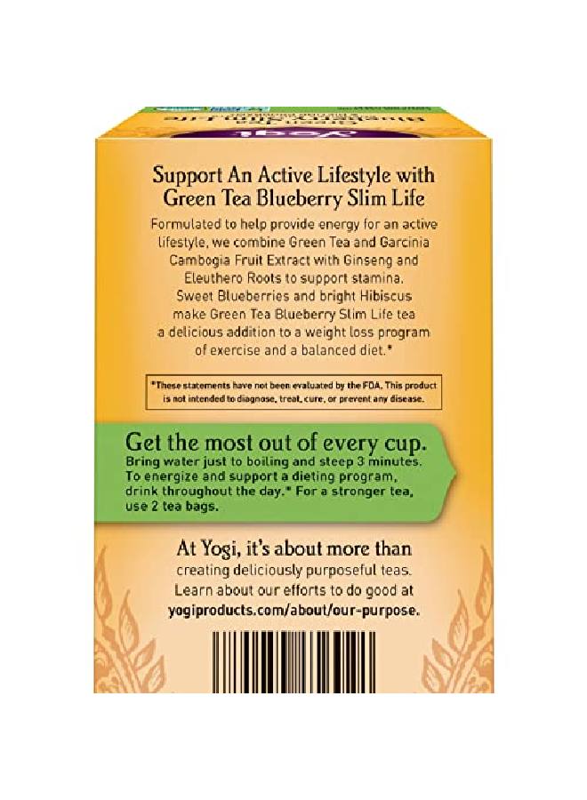 YOGI Tea Green Tea Blueberry Slim Life (4 Pack) Energizes And Supports A Dieting Program With Garcinia Cambogia Contains Caffeine 64 Organic Tea Bags - Image 3