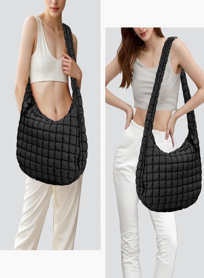 GASSDA Puffer Tote Bag for Women Large Quilted Puffy Lightweight Carryall Crossbody Tote Bag for Women (black) - Image 2