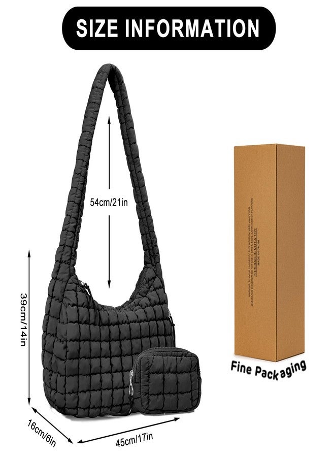 GASSDA Puffer Tote Bag for Women Large Quilted Puffy Lightweight Carryall Crossbody Tote Bag for Women (black) - Image 3